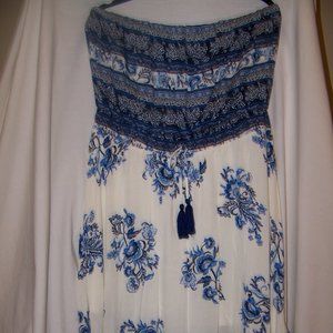 Xhilaration, Size XXL, Blue and White Strapless Dress